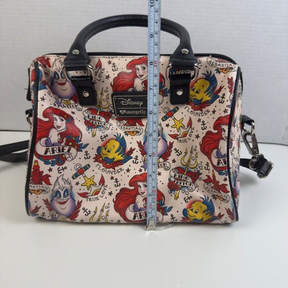 Loungefly The Little Mermaid Crossbody Satchel Purse Disney Tattoo Graffiti - Picture 12 of 13